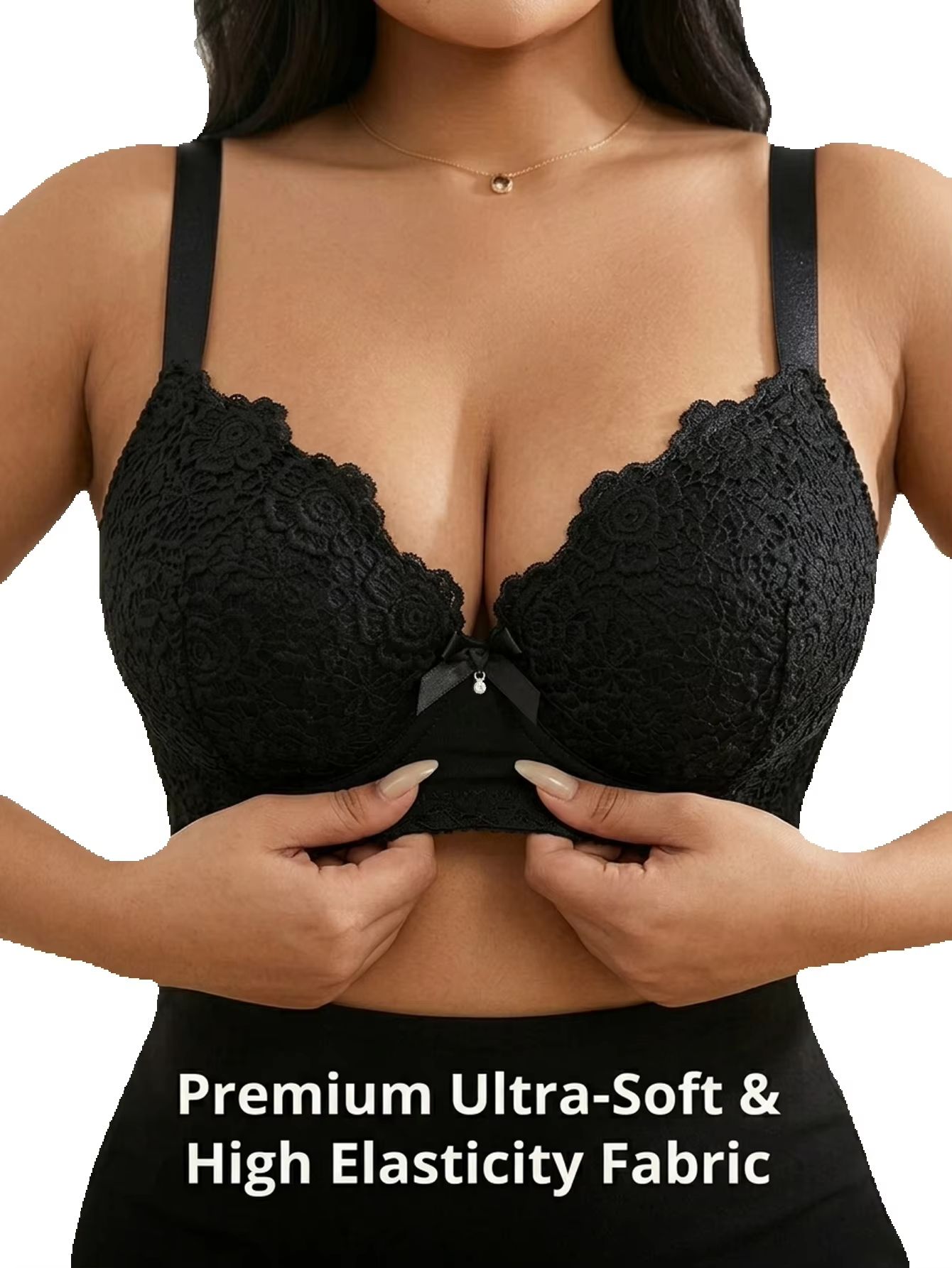 Plunge Bra Push Up - Women Plus Size Floral Push Up