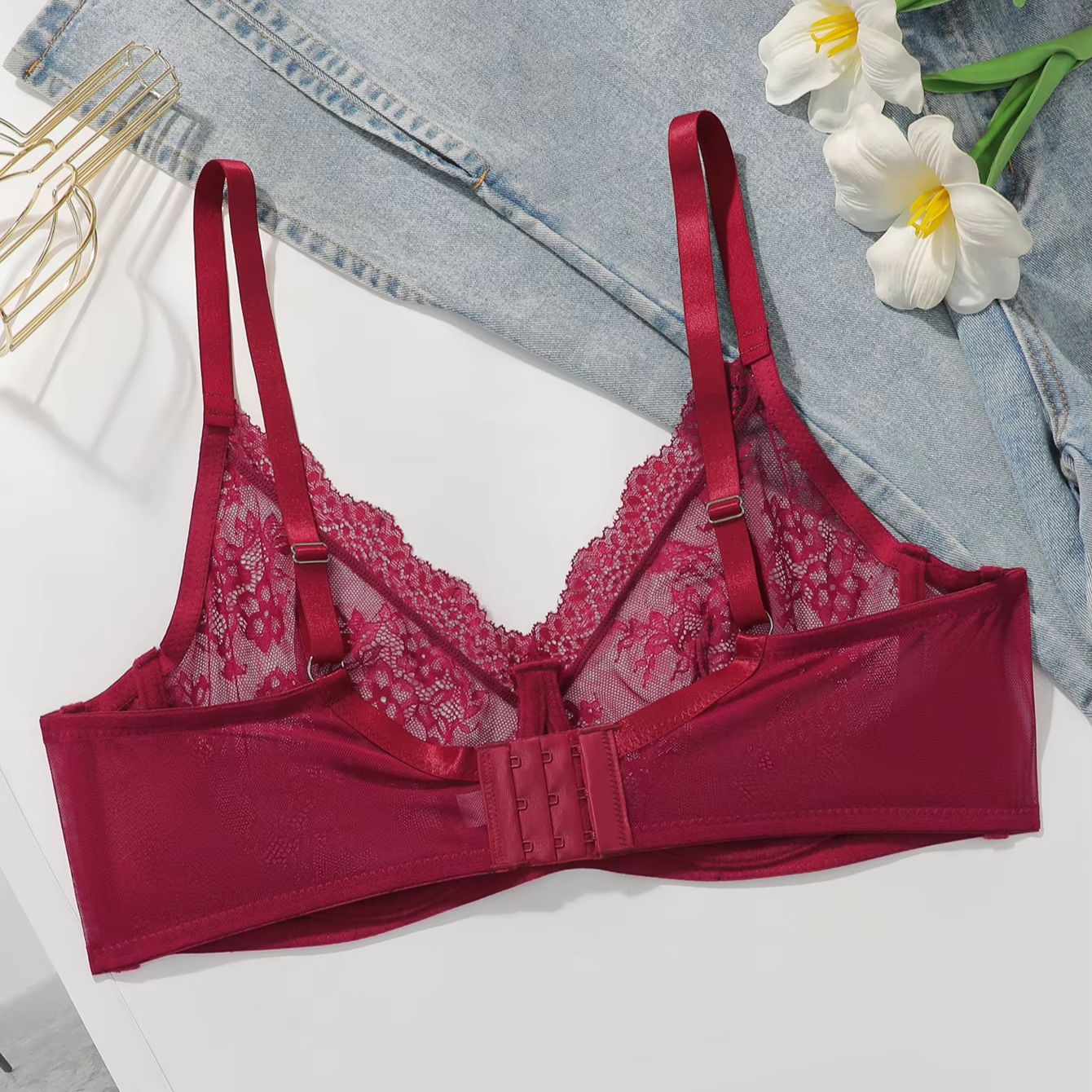 Women Plus Size Red Lace Sheer - огляд і ціна Sheer Bra Lace