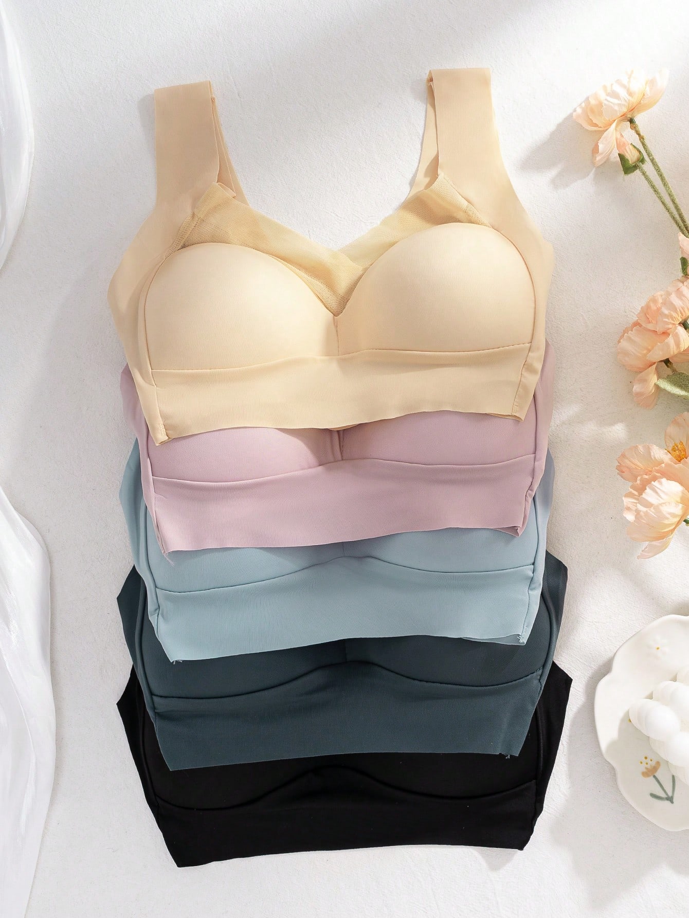 5pcs Women Seamless Ice Silk W - огляд і ціна Sleep Bra Bralette