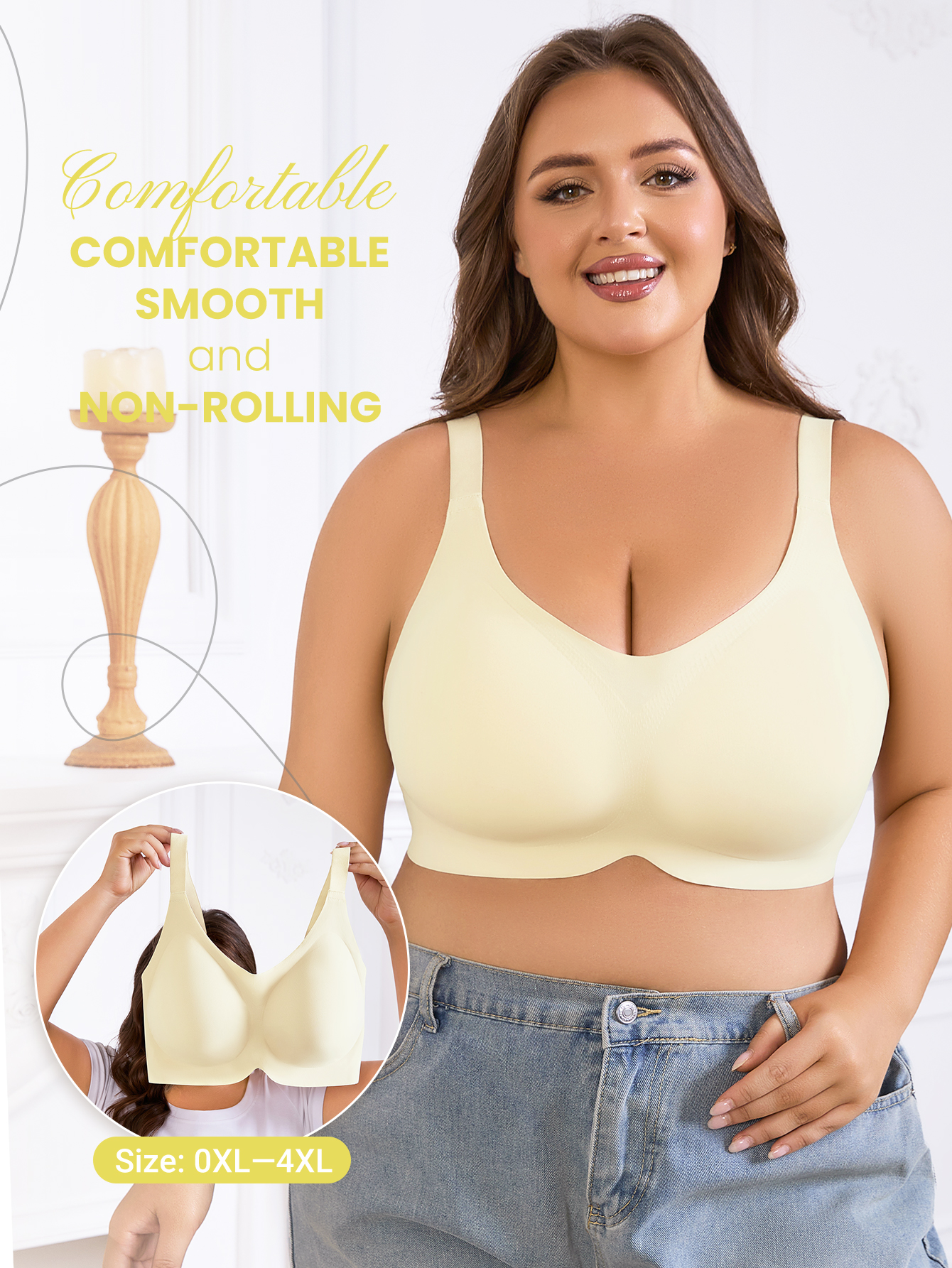 Plus Size Women Solid Color Da - огляд і ціна Wirefree Bra Comfort