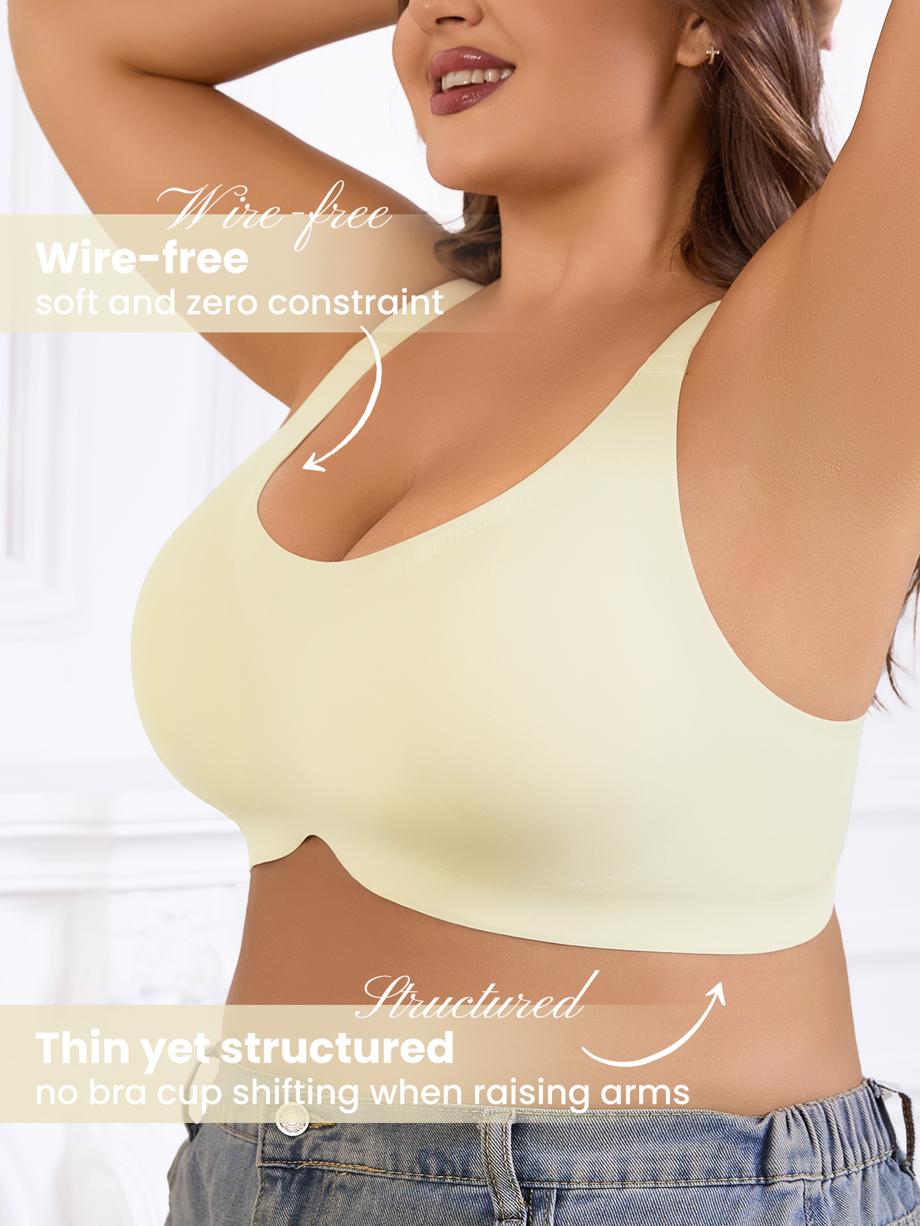 Plus Size Women Solid Color Da - огляд і ціна Wirefree Bra Comfort