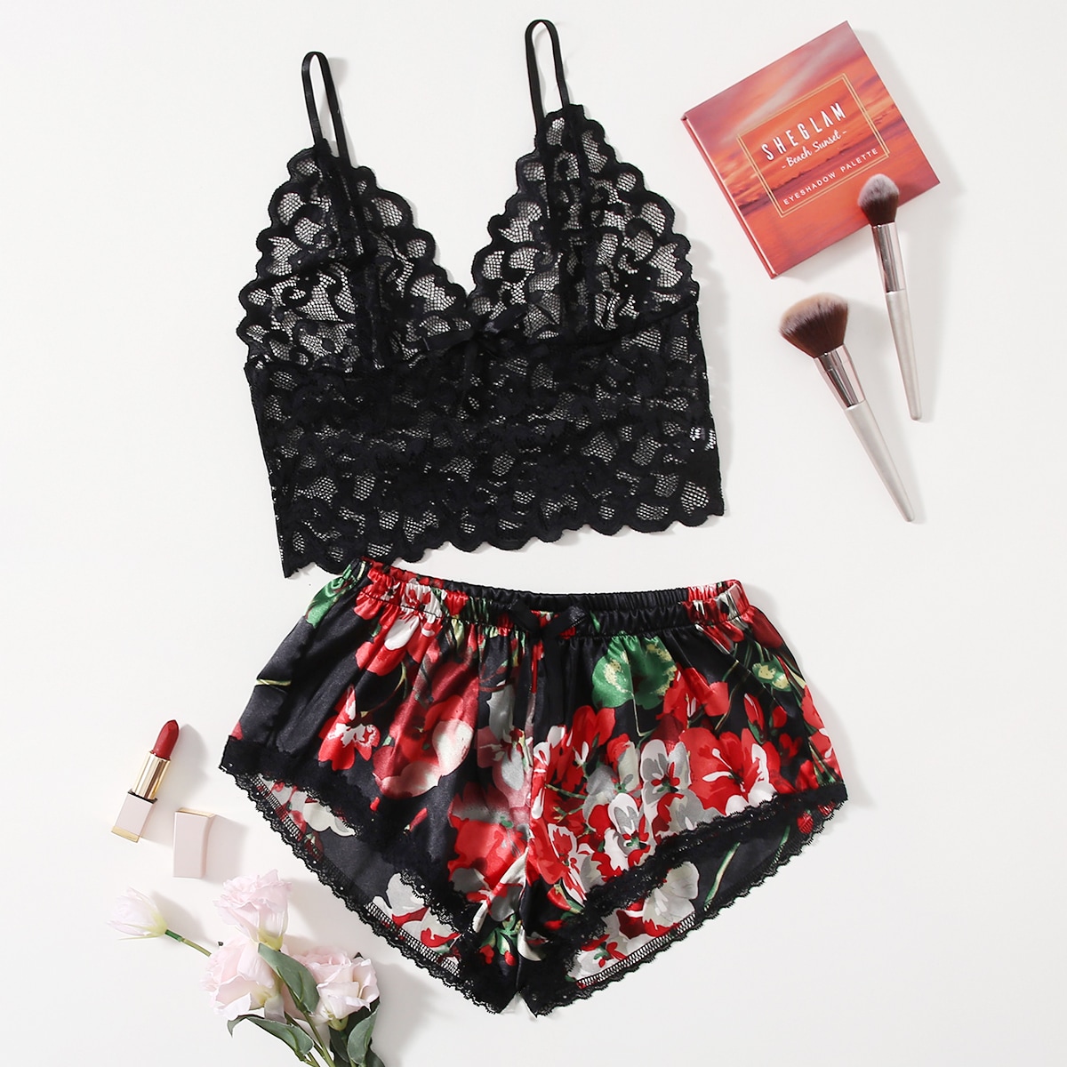 Floral Lace Pajama Set for Wom - огляд і ціна Lace Bralette Set