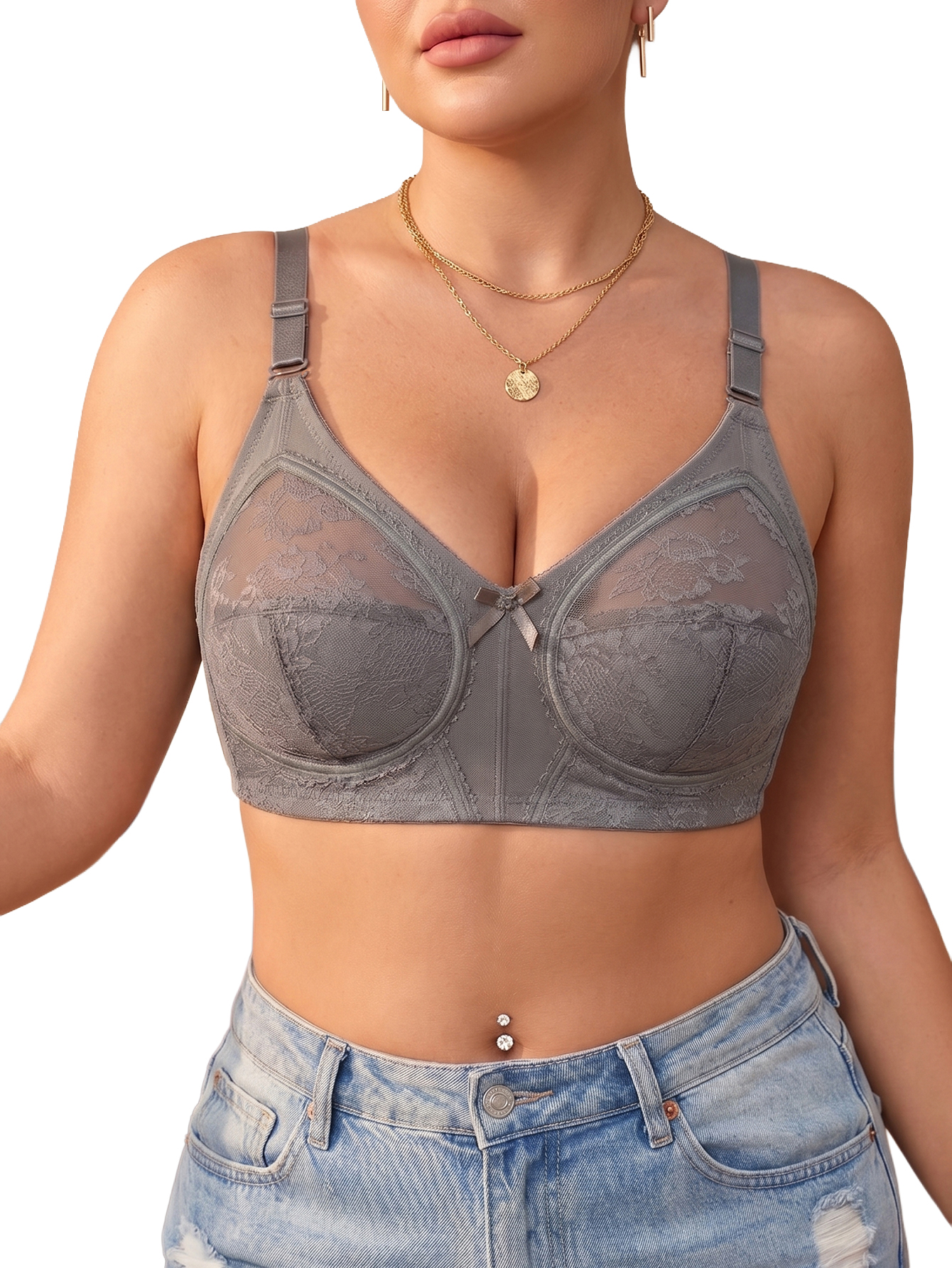 Women Plus Size Wireless Lace  - огляд і ціна Full Coverage Bra