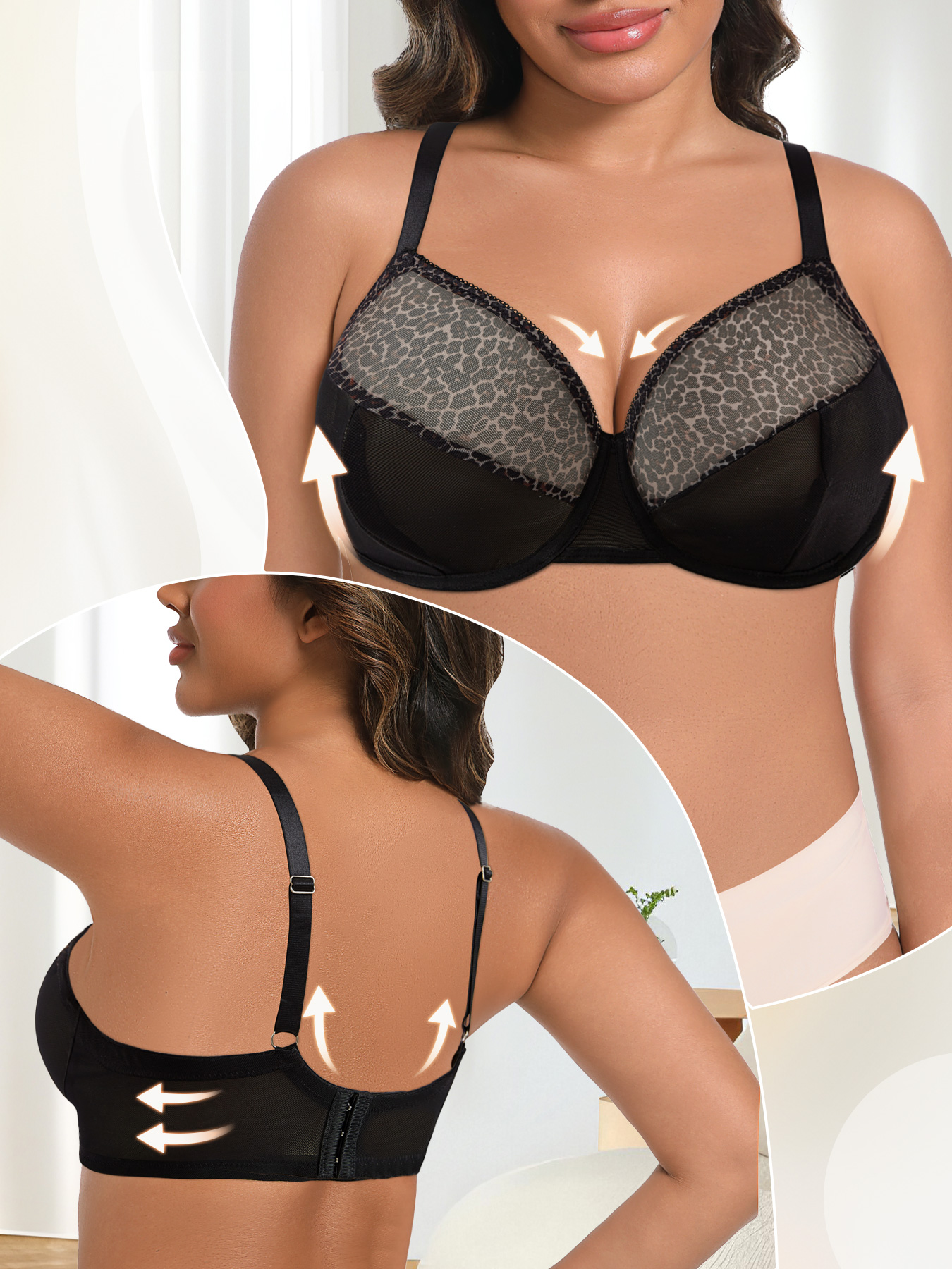 Plus Size Sexy Leopard Print & - огляд і ціна Sheer Bra Lace
